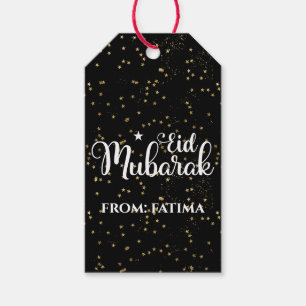 Custom Eid Mubarak Modern Black Eid Gift Tag