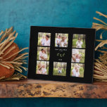 Custom Eight Photo Family Collage Black Plaque<br><div class="desc">Eight Photo Family Plaque.  Customize with text and photos.  Black background.  Gift.  Foliage.</div>