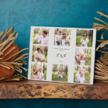 Custom Eight Photo Family Collage Plaque<br><div class="desc">Eight Photo Family Plaque.  Customize with text and photos.  Neutral.  Gift.  Foliage.</div>
