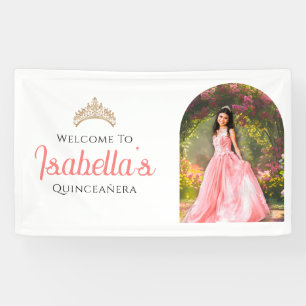 Custom Elegant 15th Birthday Quinceañera Welcome Banner