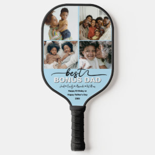 Custom Elegant Best Bonus Dad Photo collage Pickleball Paddle