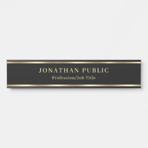 Custom Elegant Black And Gold House Office School Door Sign