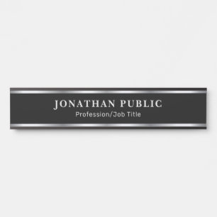 Custom Elegant Black And Silver Template Home Door Sign