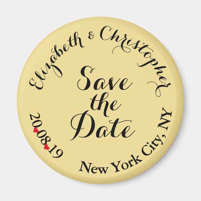 Custom Elegant Black Gold Wedding Save the Date Magnet (Front)