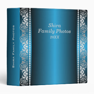 Custom - Elegant Blue and Silver Lace Binder