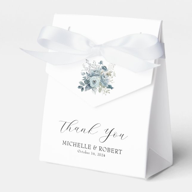 Custom Elegant Blue Floral Wedding  Favor Box (Front Side)