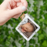 Custom Elegant Blue Grey Marble Pattern Keepsake Keychain<br><div class="desc">Unique,  classic,  cute and decorative keychain with a beautiful blue grey brown marble pattern. With the option to customize or personalize with name,  text,  and photo of your choice. This photo display makes an excellent keepsake gift for grandparents or new parents!</div>