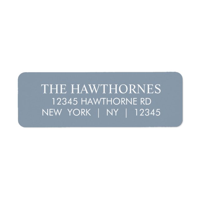 Custom Elegant Blue Minimalist Return Address (Front)