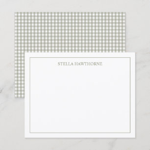 Custom Elegant Border Classic Sage Green Gingham Card