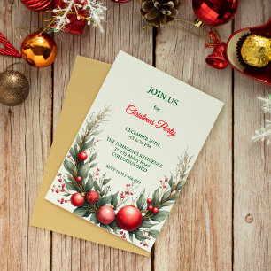 Custom Elegant Botanical Minimalist Christmas Invitation