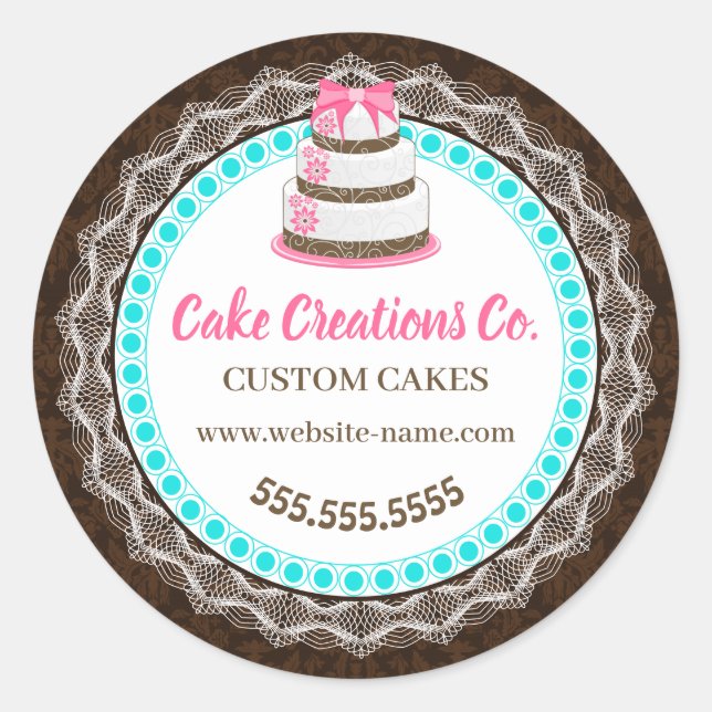 Custom Elegant Cake Packaging Classic Round Sticker (Front)