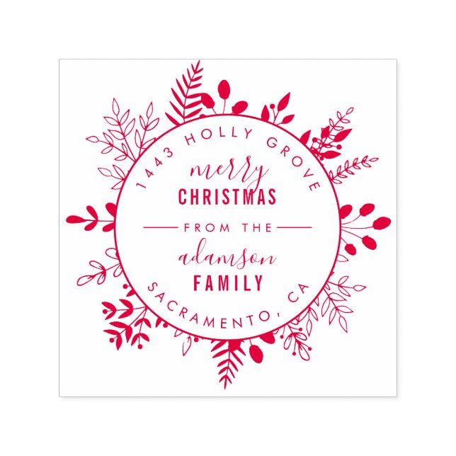 Custom Elegant Christmas Greeting Return Address Self-inking Stamp (Design)
