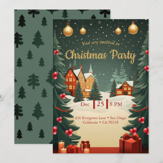 Custom Elegant Christmas Party Invitation