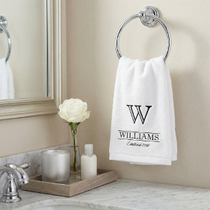 Custom Elegant Classic Monogram Family Name Hand Towel