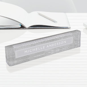 Custom Elegant Classy Silver Foil Nameplate