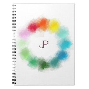 Custom Elegant Colourful Monogrammed Template Notebook