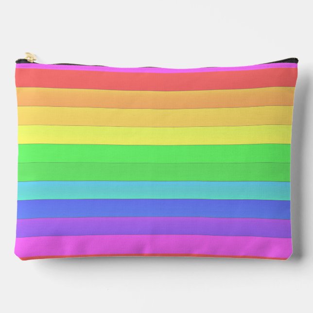 Custom Elegant Colourful Rainbow Stripes Brink Pin Accessory Pouch (Front)