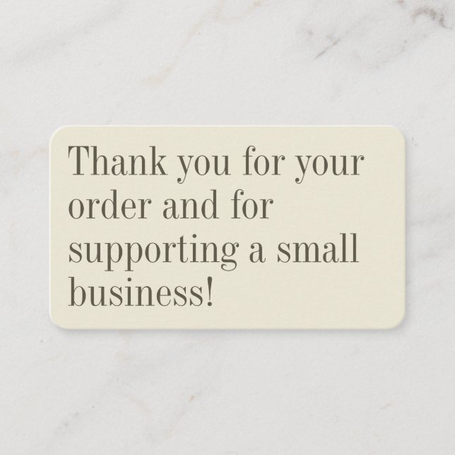 Custom Elegant Cream Small Business Packaging Business Card (Front)