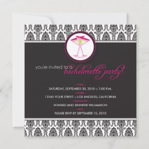 :custom: Elegant Damask Cocktail Party Invite_v3 Invitation