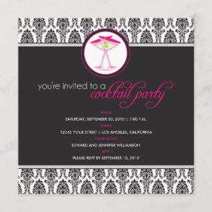 :custom: Elegant Damask Cocktail Party Invite_v3 Invitation
