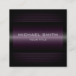 Custom Elegant Dark Purple Stainless Metal Square Business Card