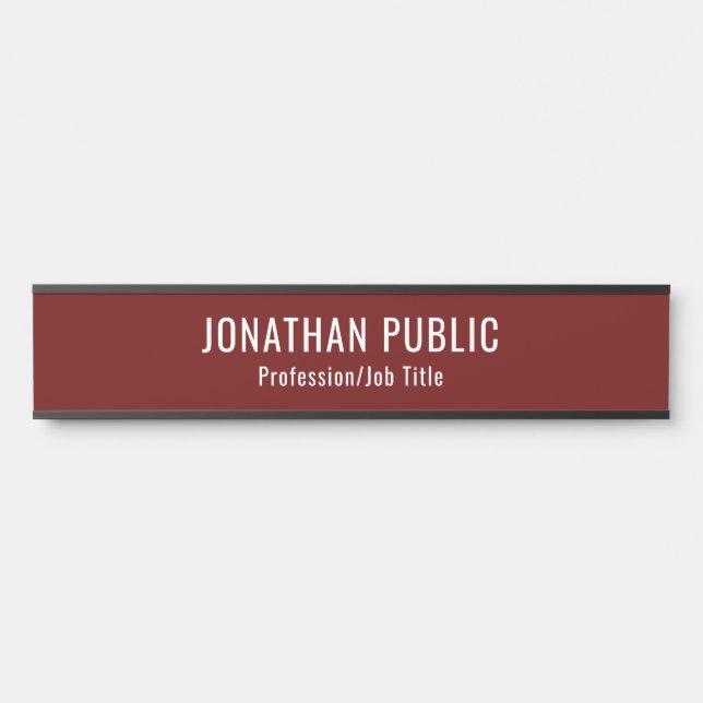 Custom Elegant Dark Red Template Long Door Sign (Front)