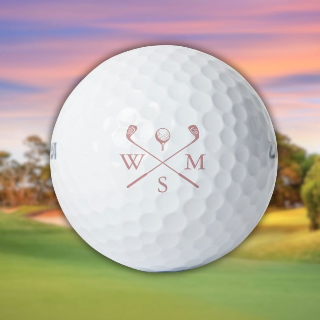 Custom Elegant Dusty Rose Pink Monogram Golf Balls (Custom Elegant Dusty Rose Pink Monogram Golf Balls)
