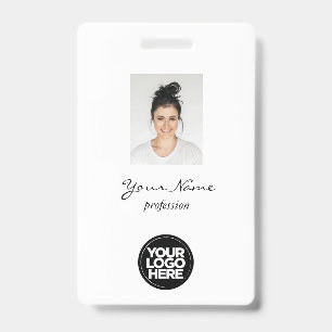 Custom Elegant Employee Photo, BarCode, Logo, Name Badge