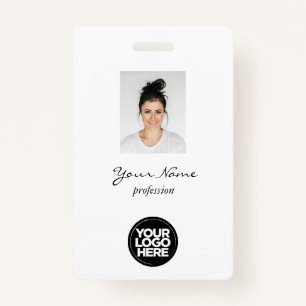 Custom Elegant Employee Photo, BarCode, Logo, Name Badge
