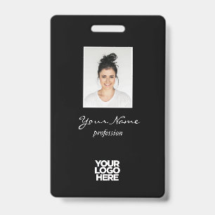 Custom Elegant Employee Photo, BarCode, Logo, Name Badge