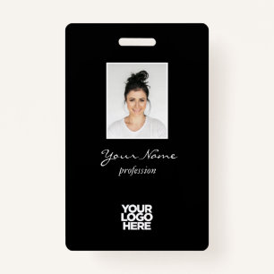 Custom Elegant Employee Photo, BarCode, Logo, Name Badge