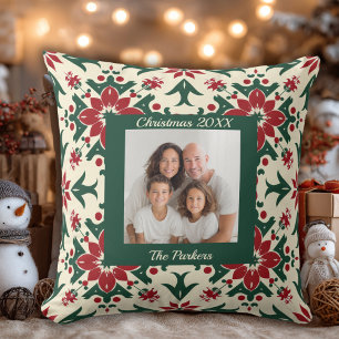 Custom Elegant   Family Photo Christmas Throw Pillow