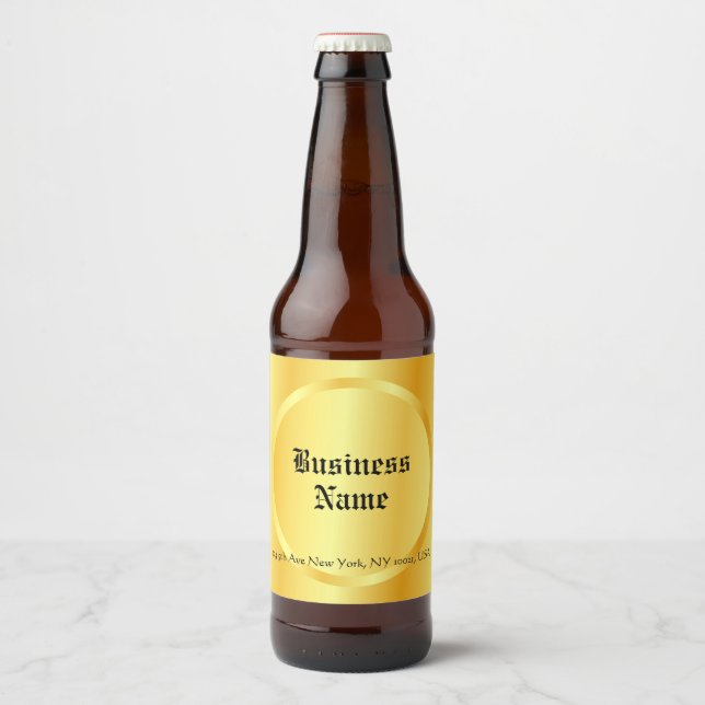 Custom Elegant Faux Gold Calligraphy Script Beer Bottle Label (Front)