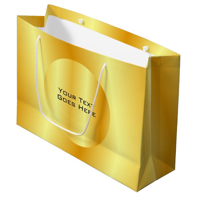 Custom Elegant Faux Gold Metallic Look Template Large Gift Bag (Front Angled)