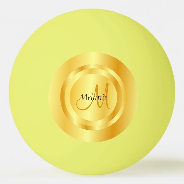 Custom Elegant Faux Gold Modern Monogram Template Ping Pong Ball (Front)