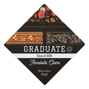 Custom Elegant Floral Graduation Class of 2026 Cap