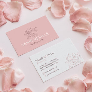 Custom Elegant Floral Logo Pink Business Card