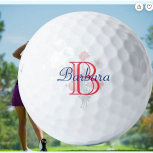 Custom Elegant Floral Name and Monogram Golf Balls