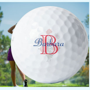 Custom Elegant Floral Name and Monogram Golf Balls