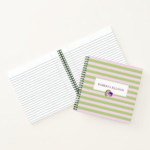 Custom Elegant Floral Pastel Horizontal Stripes Notebook