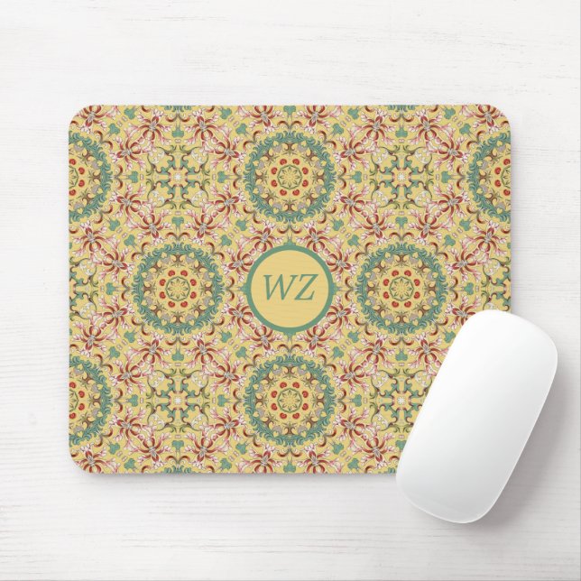 Custom Elegant floral Pattern Kaleidoscope Mouse Pad (With Mouse)