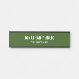 Custom Elegant Forest Green Template Modern Door Sign