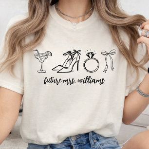 Custom Elegant Future Mrs Name Bridal Shower Gift T-Shirt