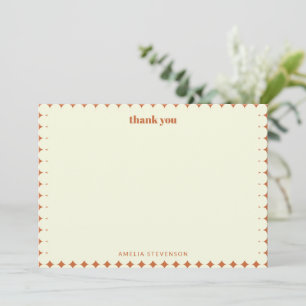Custom Elegant Geometric Pattern Warm Classic Thank You Card