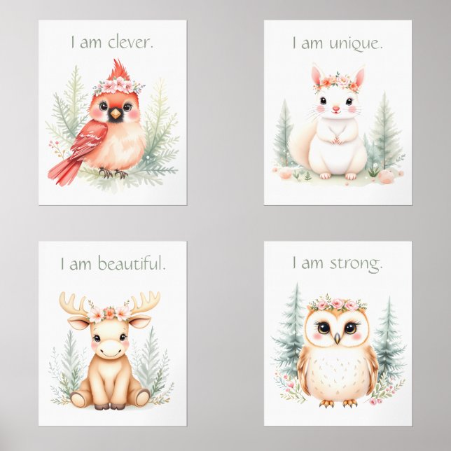 Custom Elegant Girl Woodland Nursery Affirmation (Front)
