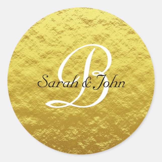 Custom Elegant Gold Abstract Wedding Favour Classic Round Sticker (Front)