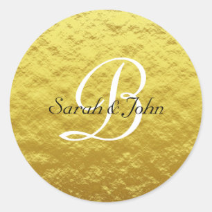 Custom Elegant Gold Abstract Wedding Favour Classic Round Sticker