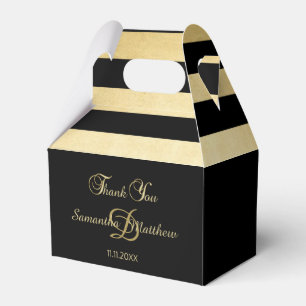 Custom Elegant Gold Black Colour Monogram Initials Favor Box