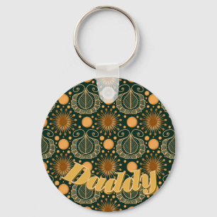 Custom Elegant Gold Boho Ornamental Pattern Keychain
