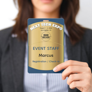 Custom Elegant Gold Conference Trade Show Expo Badge